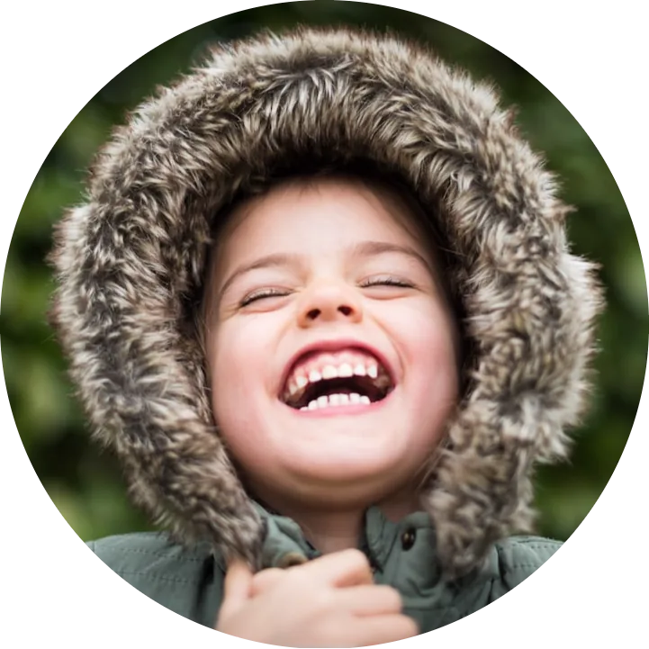 Happy child patient smiling, showing her healthy teeth